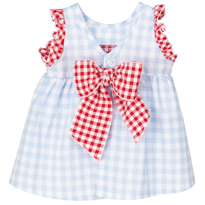 Red and blue gingham dress