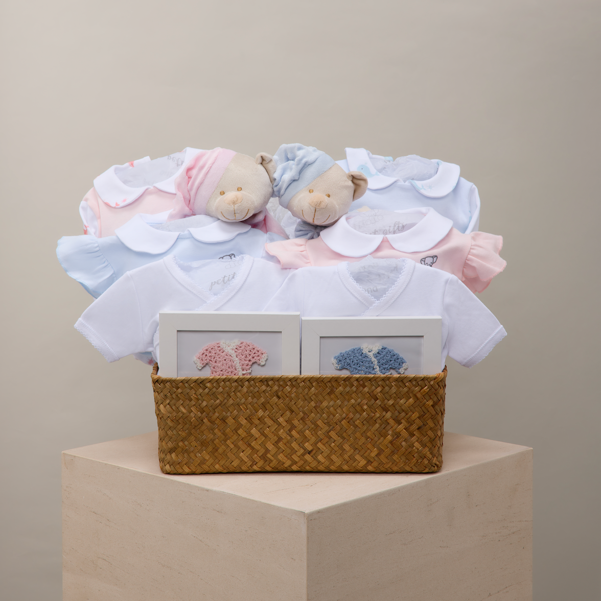 Twins Blue and Pink Butterfly baby gift basket