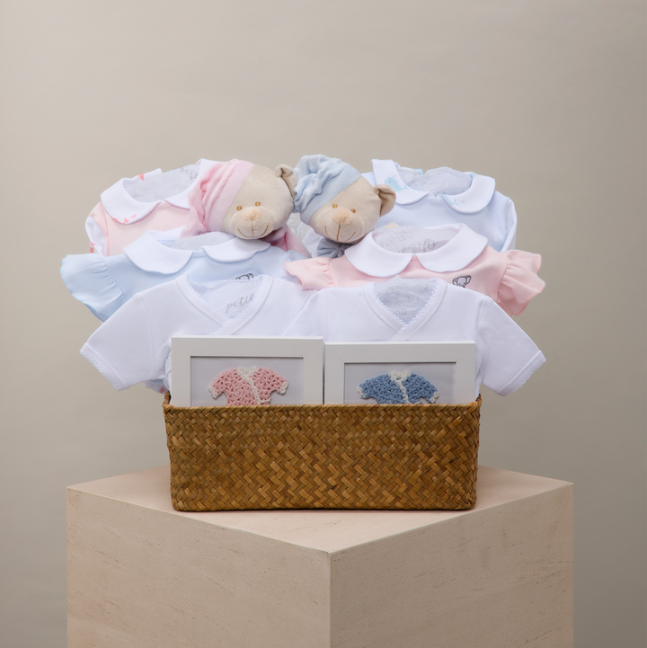 Twins Blue and Pink Butterfly baby gift basket