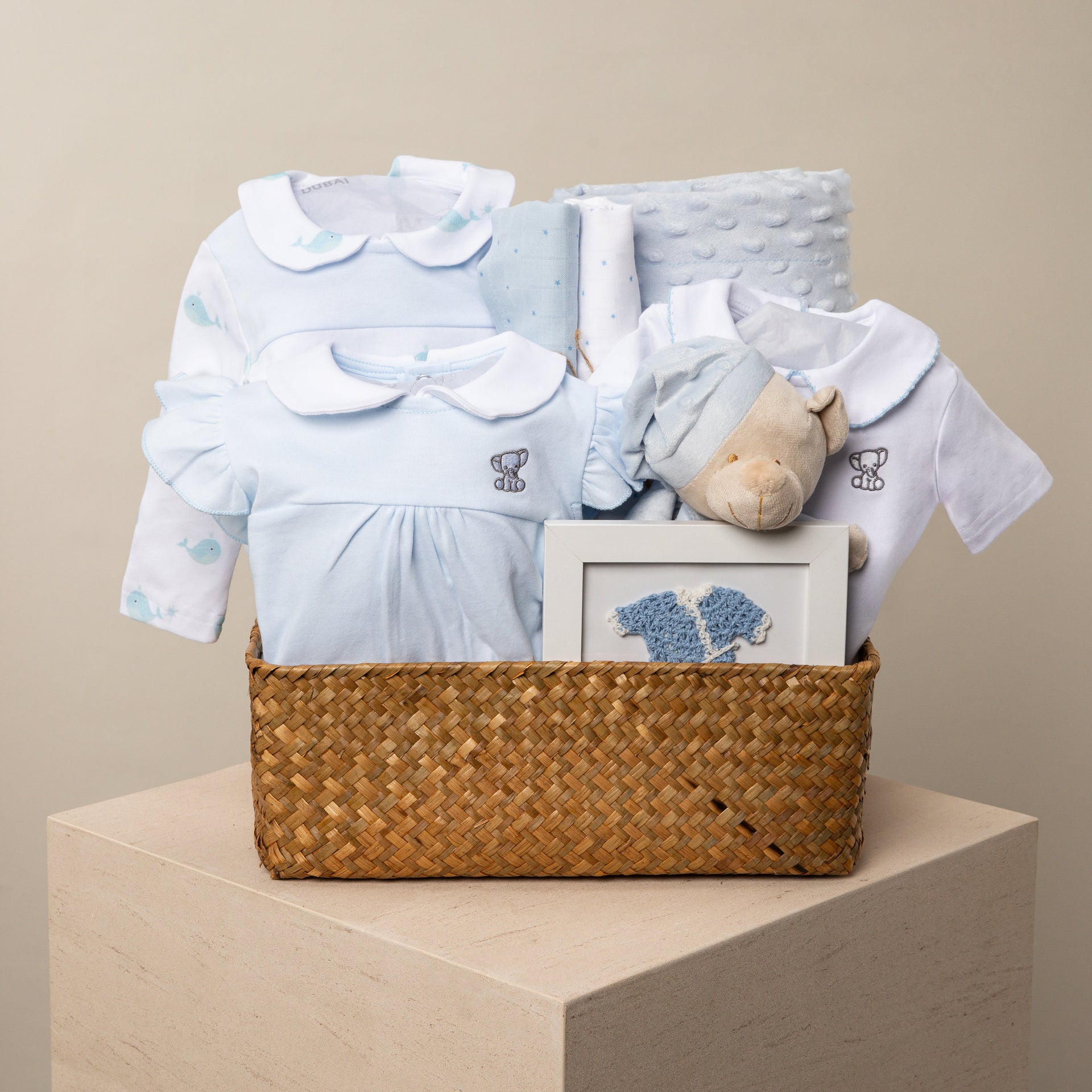 Blue Summer breath Teddy baby gift hamper
